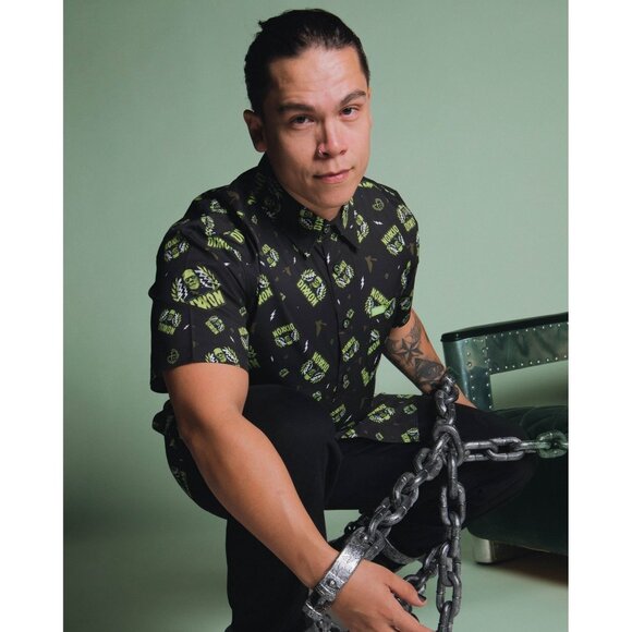 Dixxon Halloween Frankenstein Men Shirt Short Sleeve Button Up Lightweight XL - Picture 6 of 8